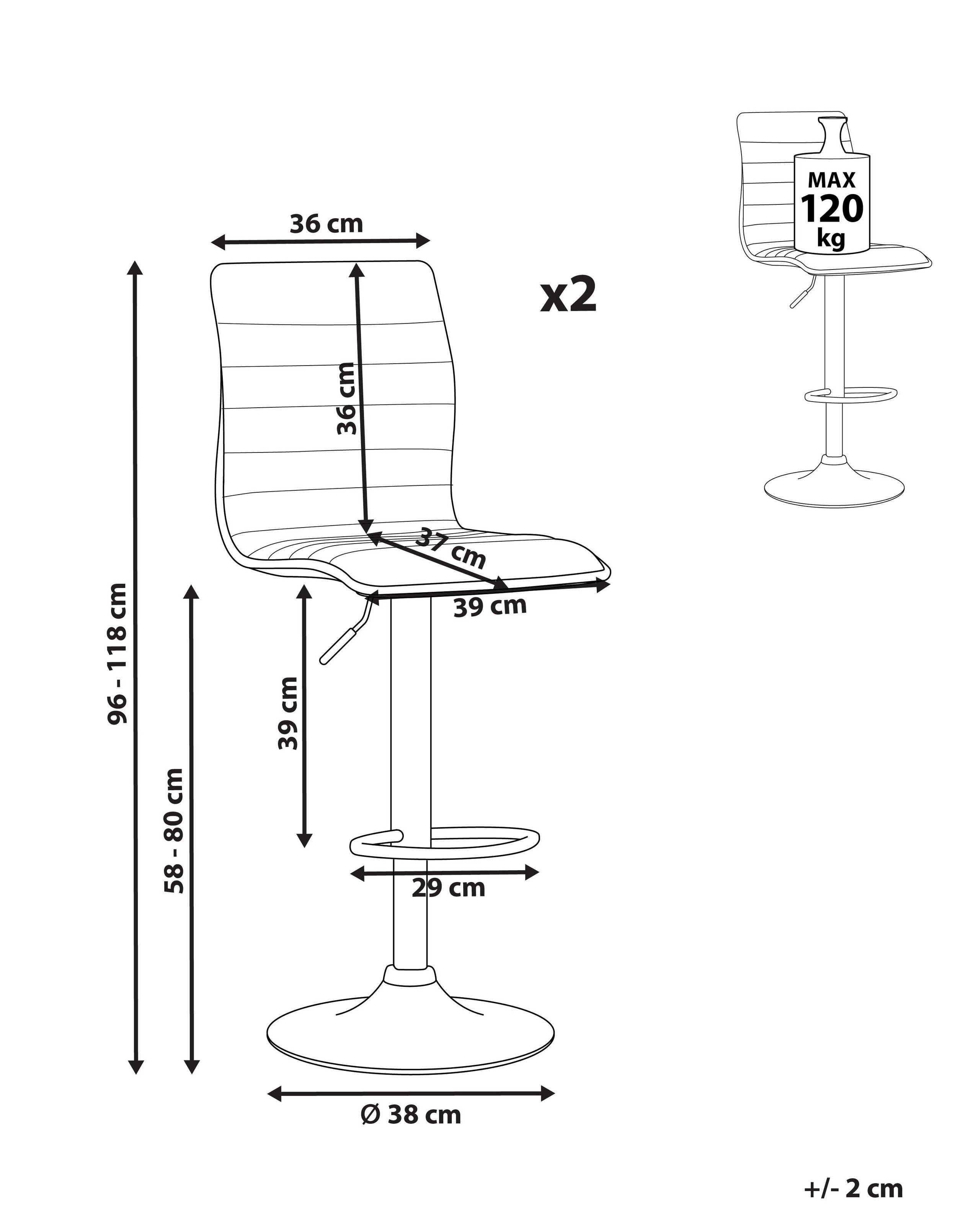 Beliani Lot de 2 tabourets de bar en Cuir PU Moderne LUCERNE  