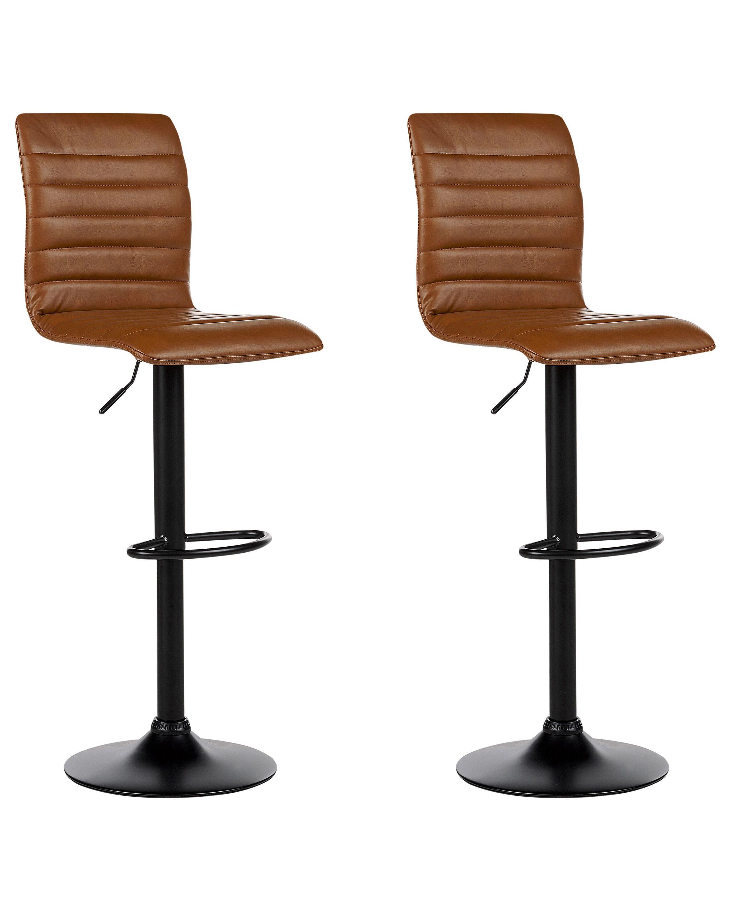 Beliani Lot de 2 tabourets de bar en Cuir PU Moderne LUCERNE  