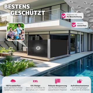 Tectake Doppia tenda laterale con cassonetto in alluminio estraibile con meccanismo di autoarrotolamento  