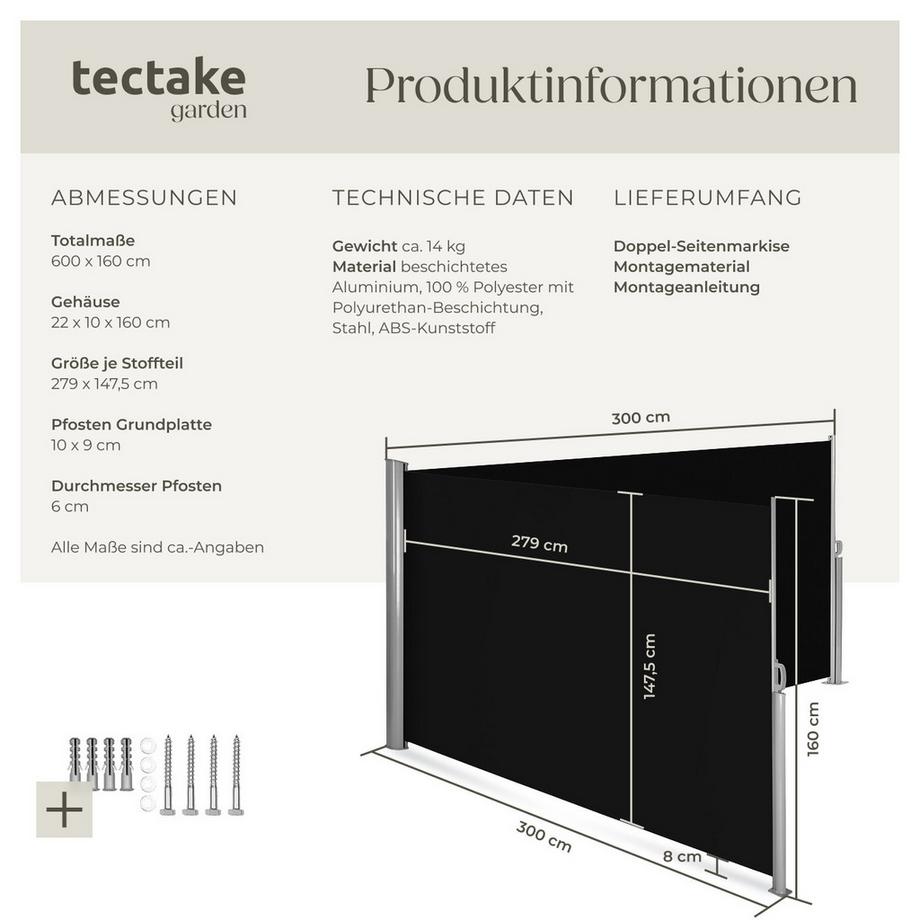 Tectake Store latéral double  en Aluminium  