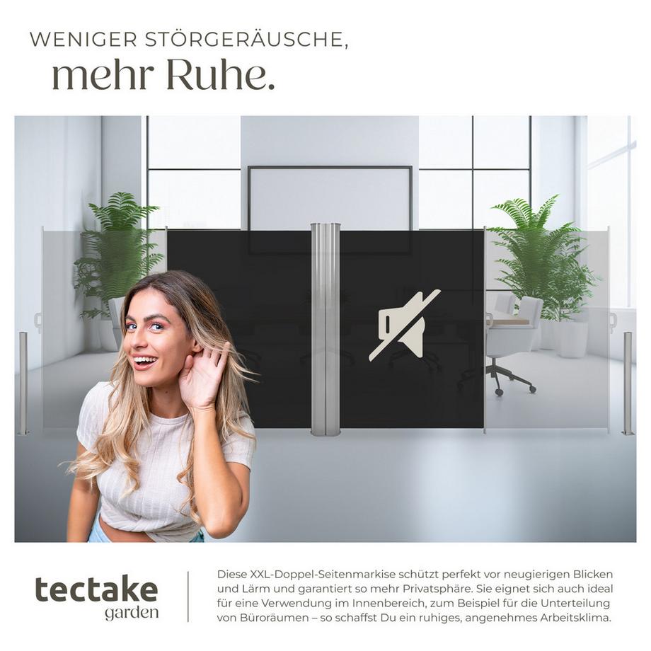 Tectake Aluminium Doppel-Seitenmarkise  ausziehbar, blickdicht wetterfest  