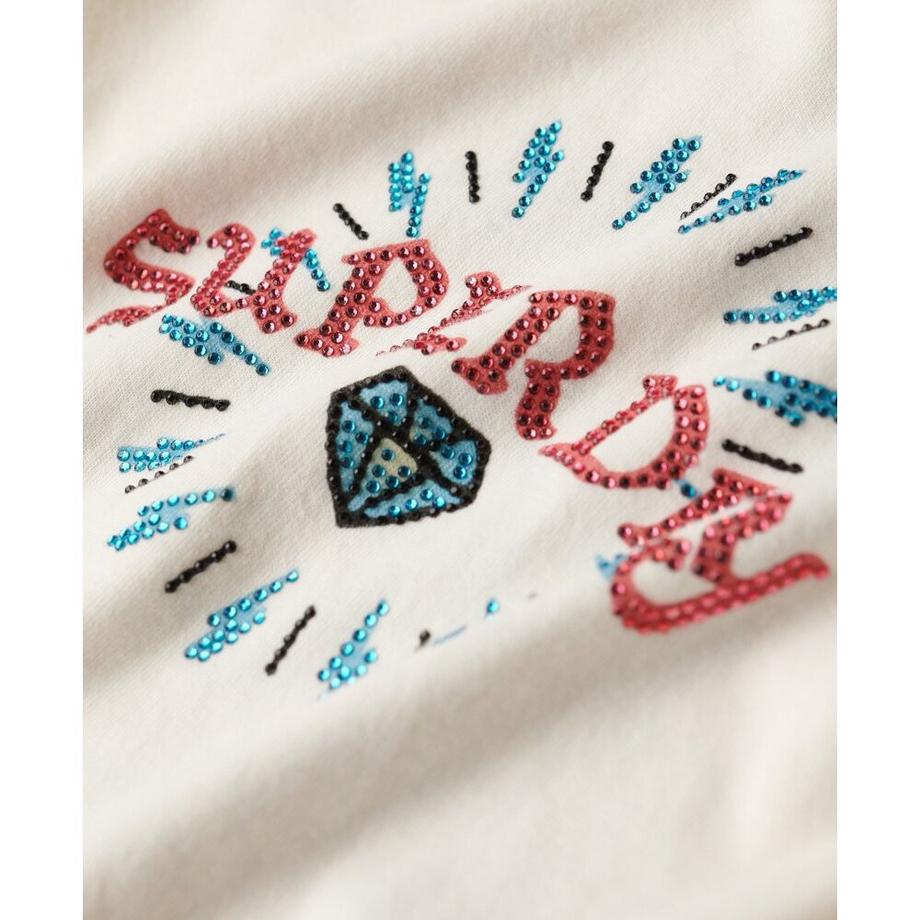 Superdry Tattoo Effekt Strass T-Shirt  