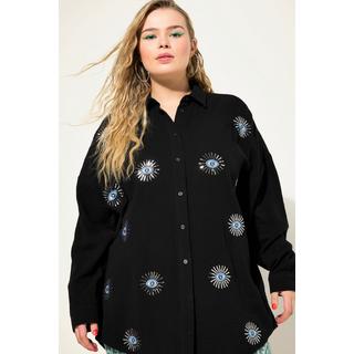 Studio Untold  Blusa dal taglio oversize in mussola con ricami di occhi e maniche lunghe 