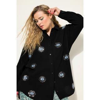 Studio Untold  Blouse en mousseline oversized. Yeux brodés et manches longues 