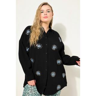 Studio Untold  Blusa dal taglio oversize in mussola con ricami di occhi e maniche lunghe 