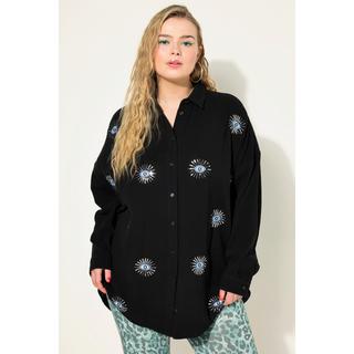 Studio Untold  Blouse en mousseline oversized. Yeux brodés et manches longues 