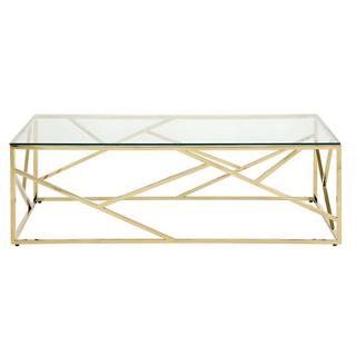 Vente-unique Table basse ATHENA Verre trempé acier Doré  