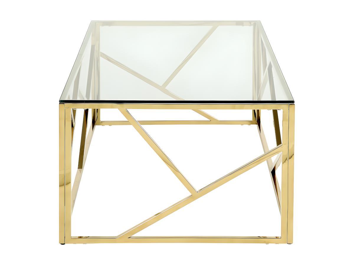 Vente-unique Table basse ATHENA Verre trempé acier Doré  