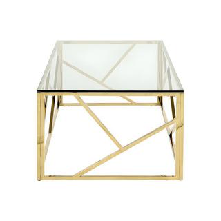 Vente-unique Table basse ATHENA Verre trempé acier Doré  