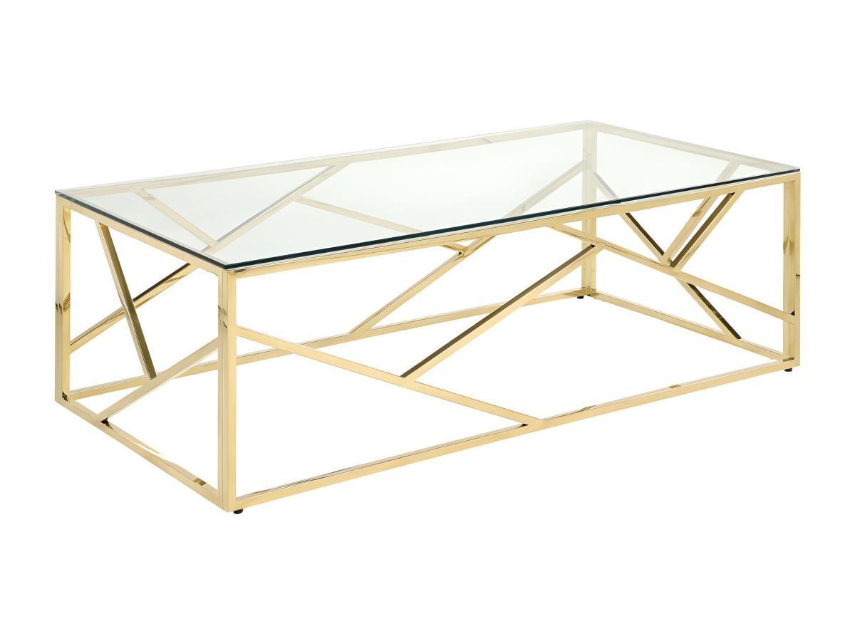 Vente-unique Table basse ATHENA Verre trempé acier Doré  