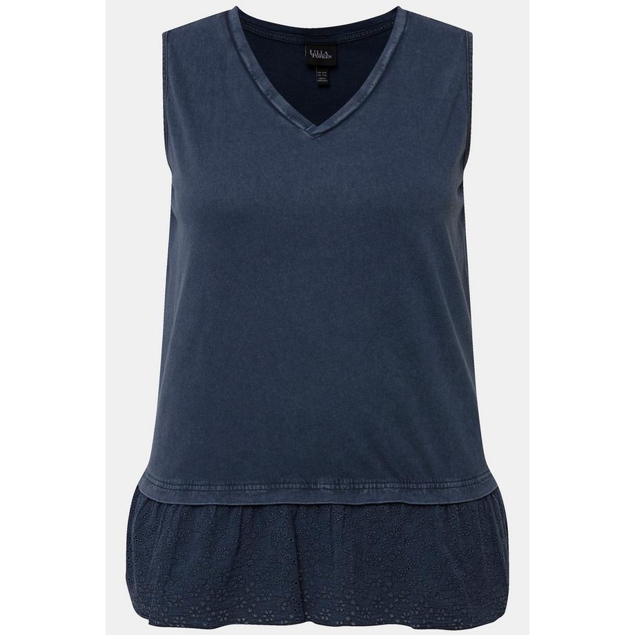 Ulla Popken Ärmelloses Top mit Stickerei-Bordüre V-Ausschnitt  