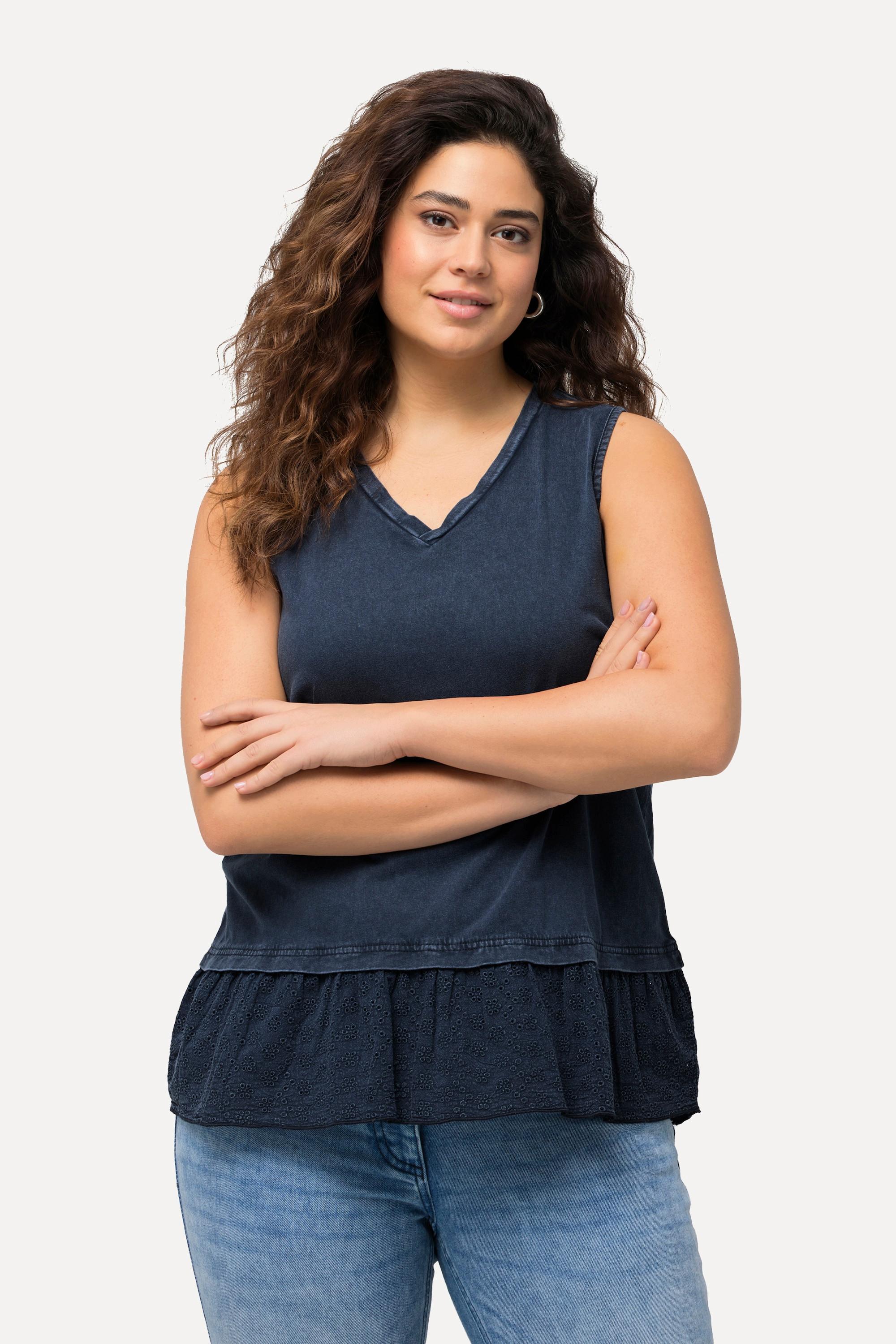 Ulla Popken Débardeur à frise brodée Col V  