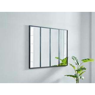 Vente-unique Miroir fenêtre atelier style industriel en métal - L. 120 x H. 90 cm - Noir - DUDLEY  