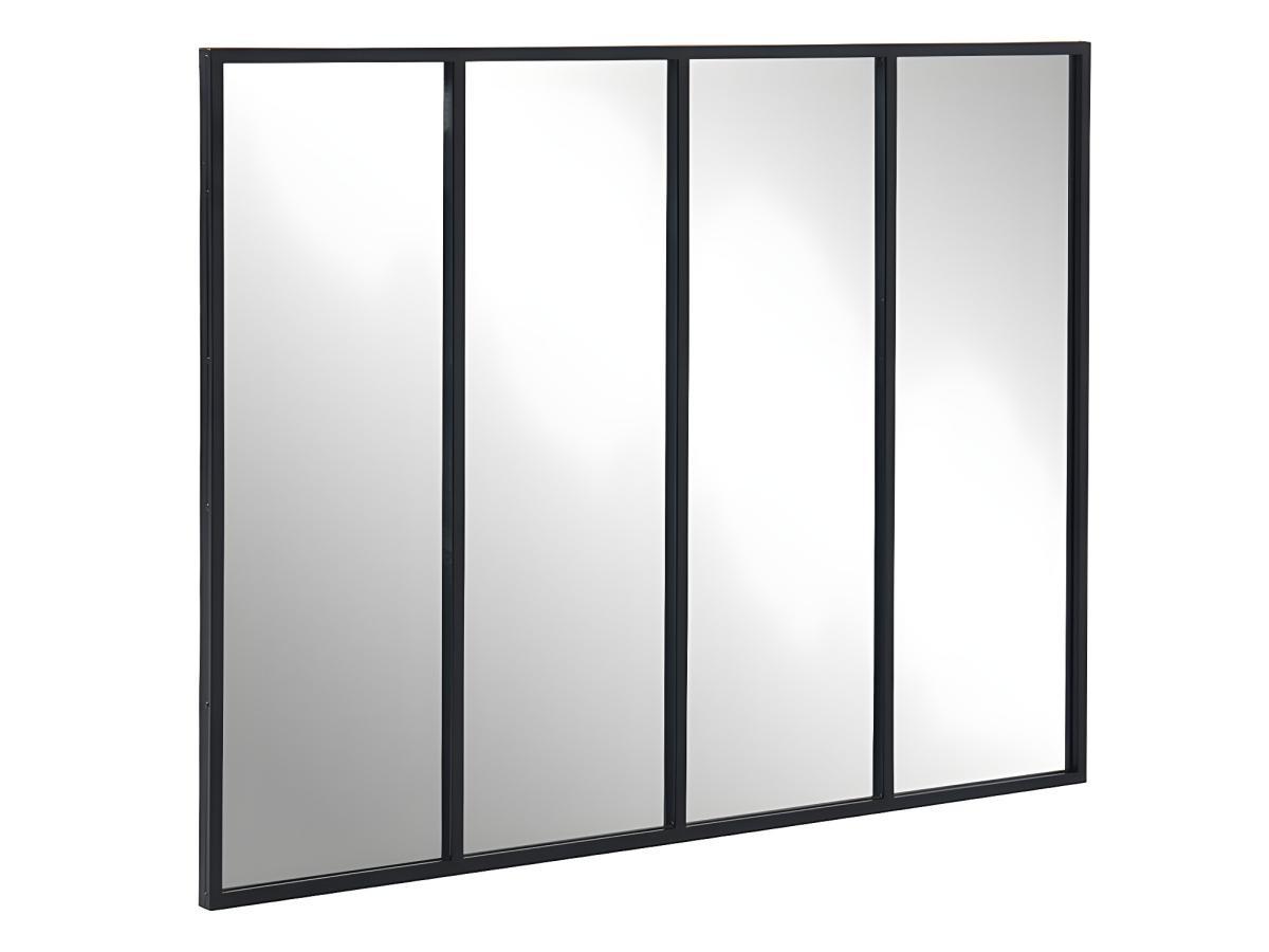 Vente-unique Spiegel Atelierfenster Industrial Style - 120 x 90 cm - Metall - Schwarz - DUDLEY  