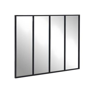 Miroir fenêtre atelier style industriel en métal - L. 120 x H. 90 cm - Noir - DUDLEY
