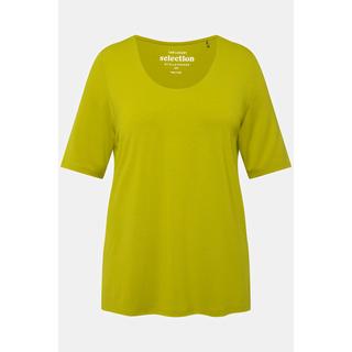 Ulla Popken  T-shirt con davanti doppio, scollo a V e mezze maniche 