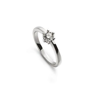 MUAU Schmuck  Solitär Ring 6-Griff-Fassung Weissgold 750, Brillant 0.33ct. 