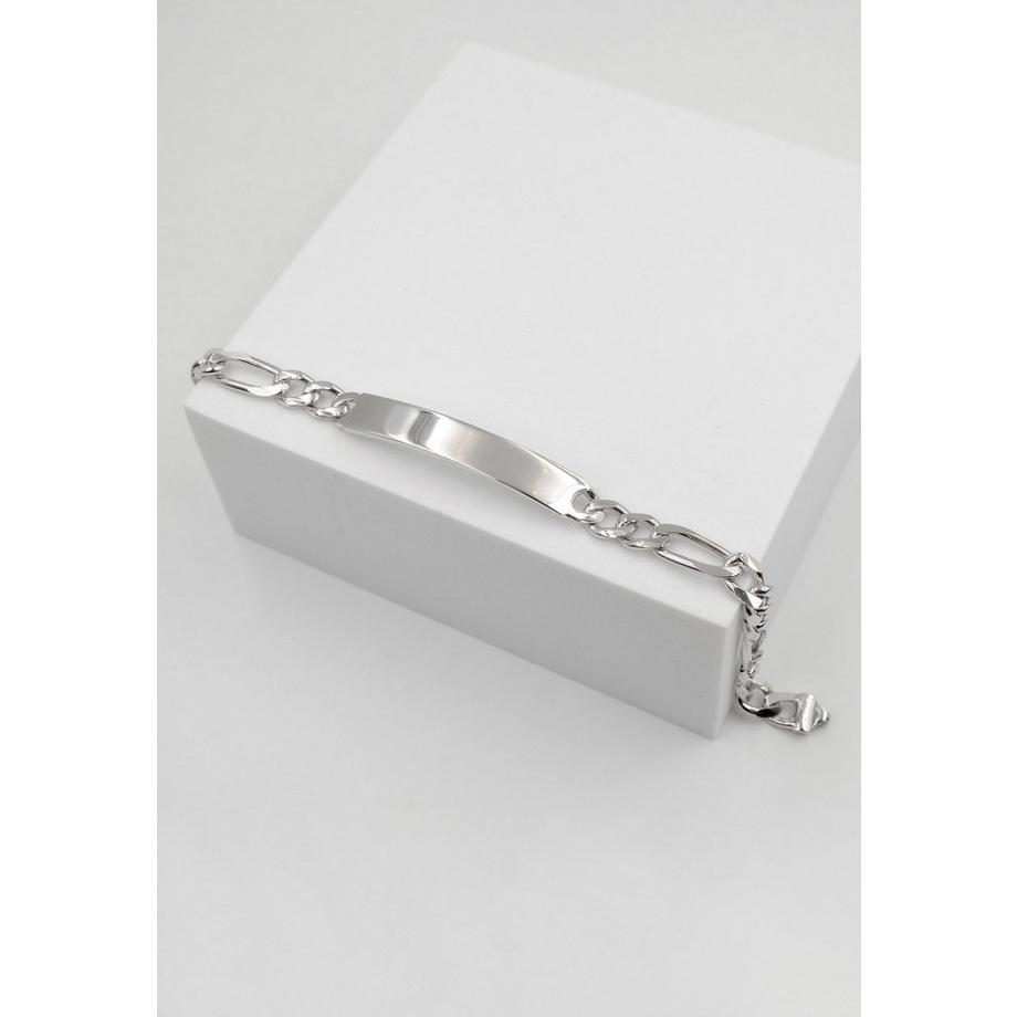 MUAU Schmuck  Plaketten-Armband Silber 925 Figaro, 6.3mm, 21cm 