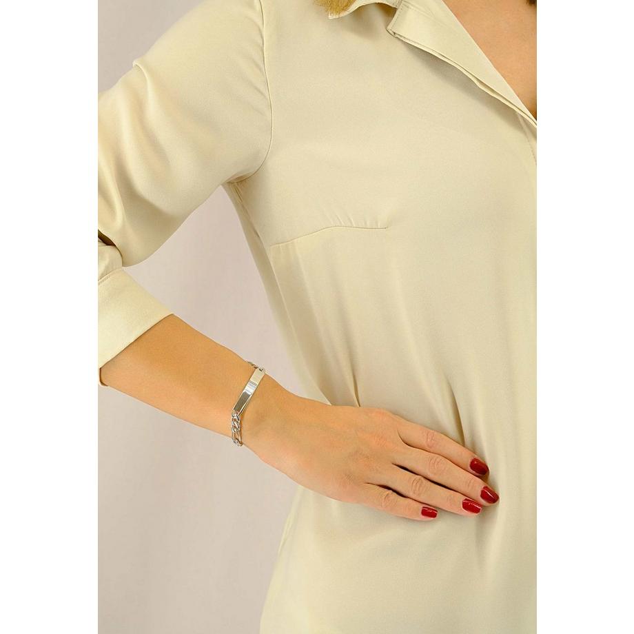 MUAU Schmuck  Plaketten-Armband Silber 925 Figaro, 6.3mm, 21cm 