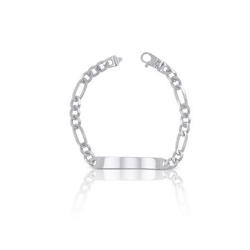 Bracelet d'insigne en argent 925 figaro, 6.3mm, 21cm