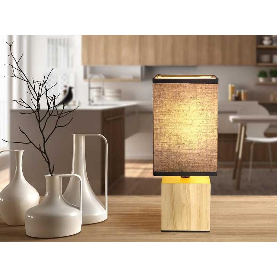 mutoni Tischleuchte Valentino Holz Textil naturfarben 1xE27  