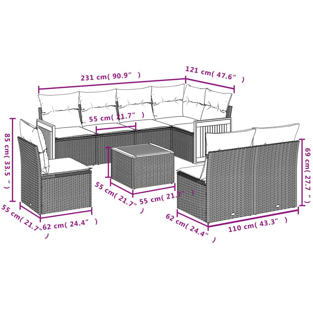 VidaXL Ensemble de canapés de jardin rotin synthétique  