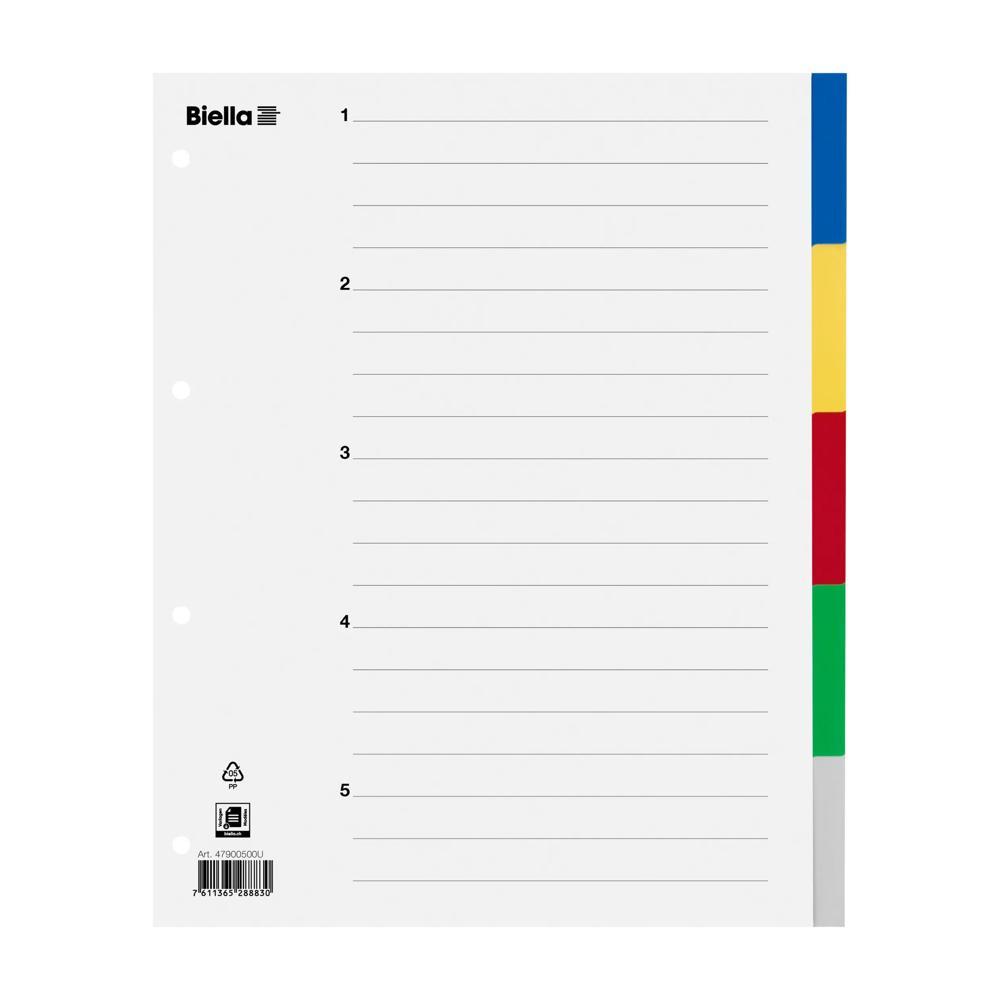 Biella  Répertoire PP neutre extra-large pour poches transparentes, 1-5 - Couleurs assorties 