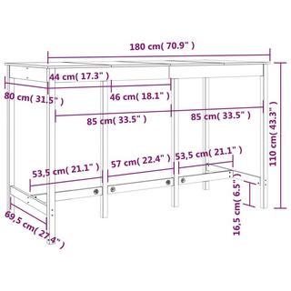 VidaXL tavolo da bar Legno di pino  