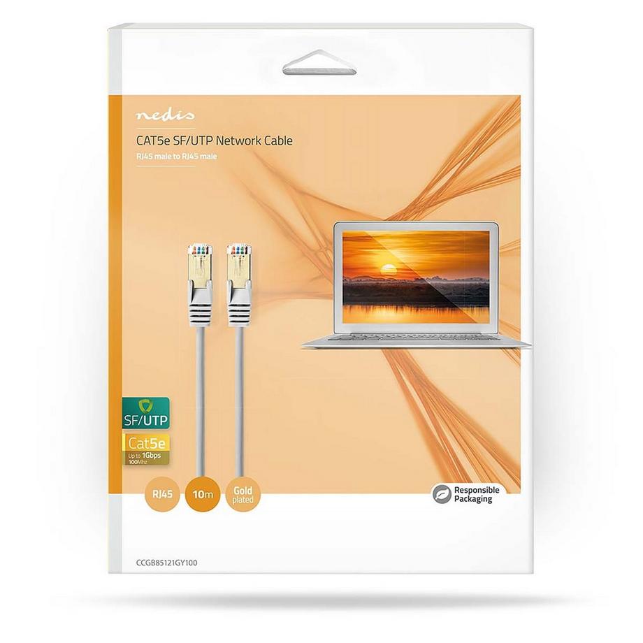Nedis  CAT5e Netzwerkkabel | SF/UTP | RJ45 Stecker | RJ45 Stecker | 10,0 m | Rund | PVC | Grau | Box 