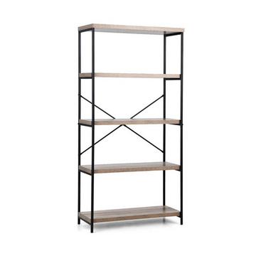 Bücherregal mit 5 Ebenen & Metallrahmen & Industrie-Design Standregal Büroregal Grau