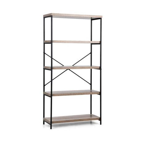 Northix Bücherregal mit 5 Ebenen & Metallrahmen & Industrie-Design Standregal Büroregal Grau  