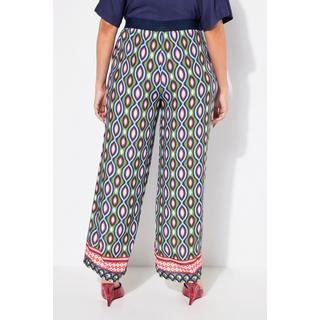 Ulla Popken Pantalon imprimé graphique jambe large taille élastique  