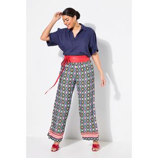 Ulla Popken Pantalon imprimé graphique jambe large taille élastique  