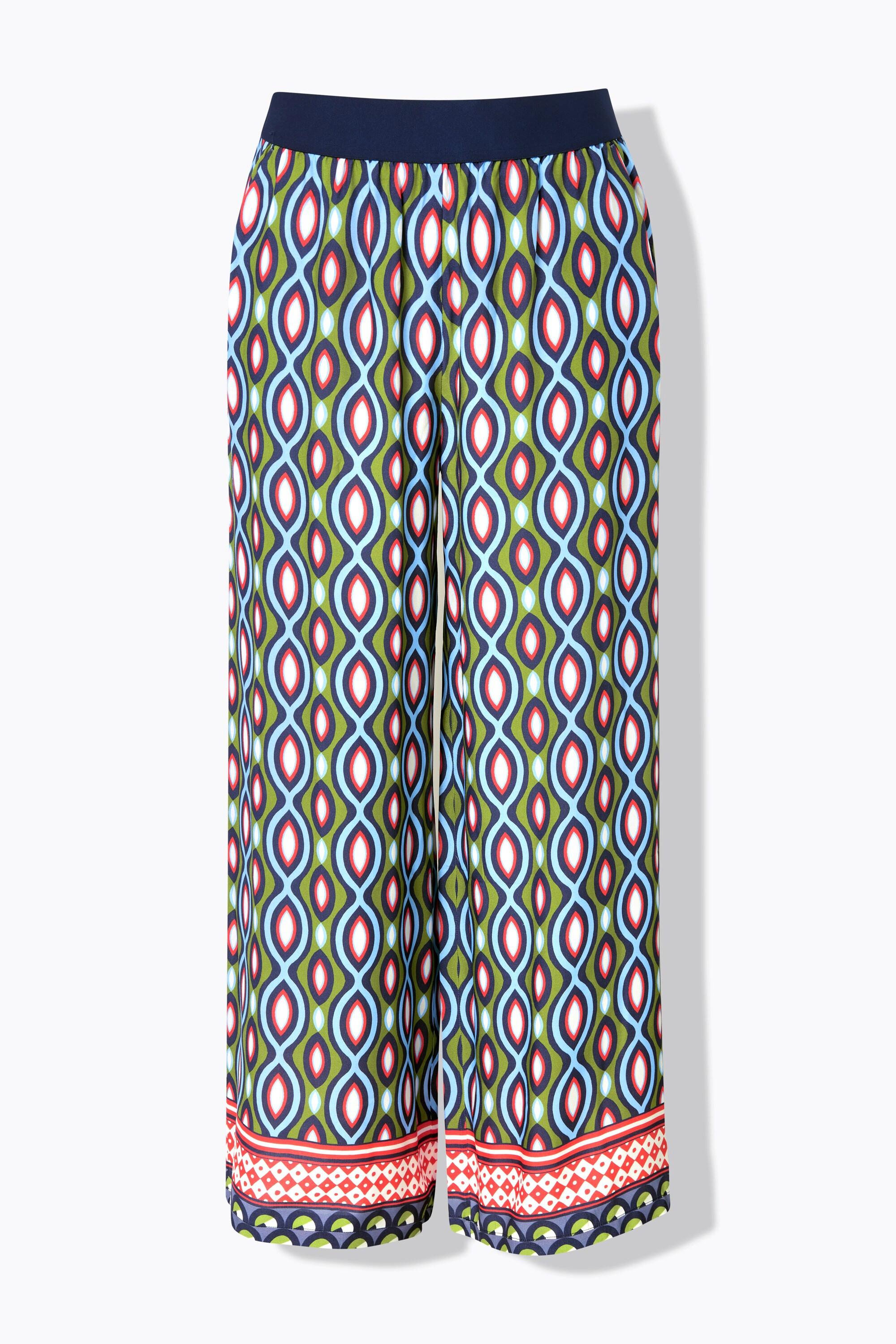 Ulla Popken Pantalon imprimé graphique jambe large taille élastique  