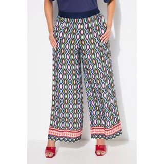 Ulla Popken Pantalon imprimé graphique jambe large taille élastique  