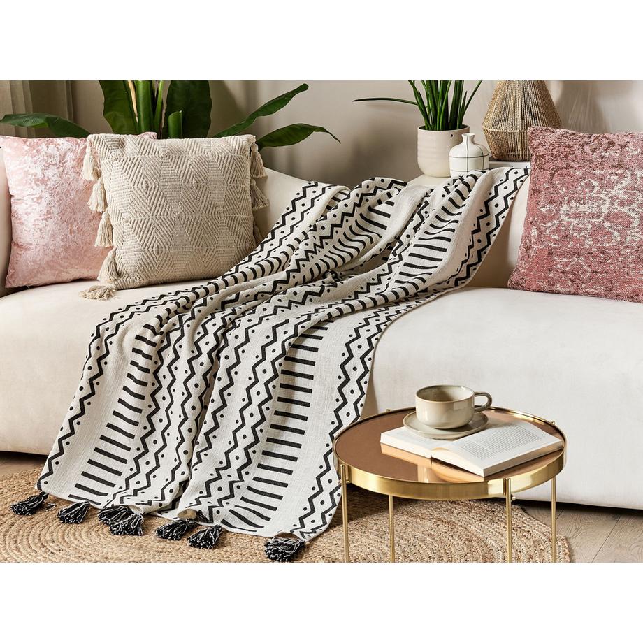 Beliani UNNAO Boho Baumwolle Kuscheldecke  