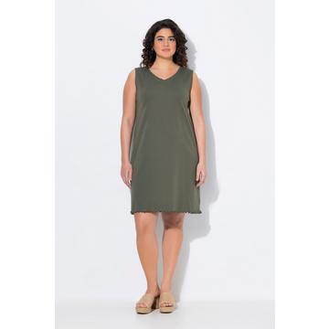 Abito dal taglio svasato e smanicato in jersey con scollo a V