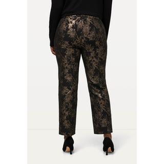 Ulla Popken  Pantalon Sophie, coupe ajustée, tissu Jacquard motif doré 