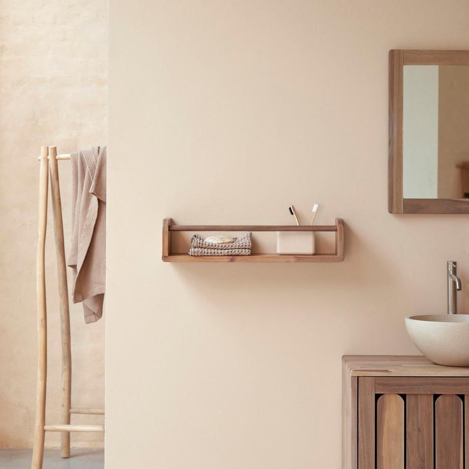 Tikamoon Mensola da parete per il bagno in legno massello di acacia Lila  