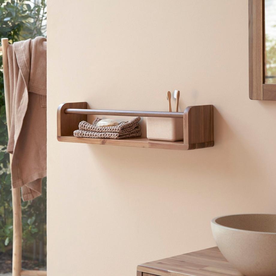 Tikamoon Mensola da parete per il bagno in legno massello di acacia Lila  
