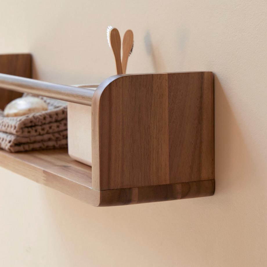 Tikamoon Mensola da parete per il bagno in legno massello di acacia Lila  