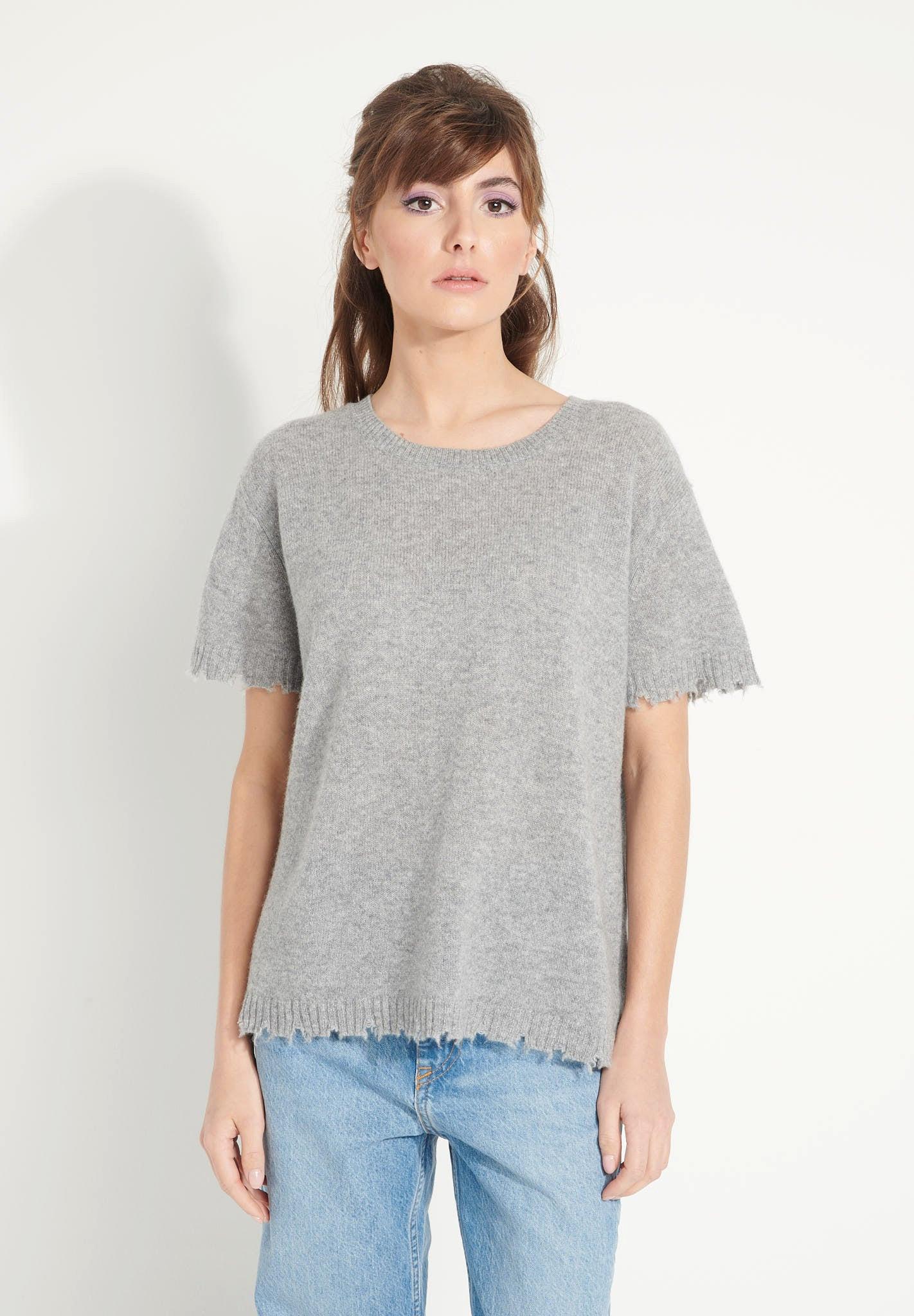 Studio Cashmere8  AVA 6 T-Shirt Rundhalsausschnitt -100% Kaschmir déjaugé 