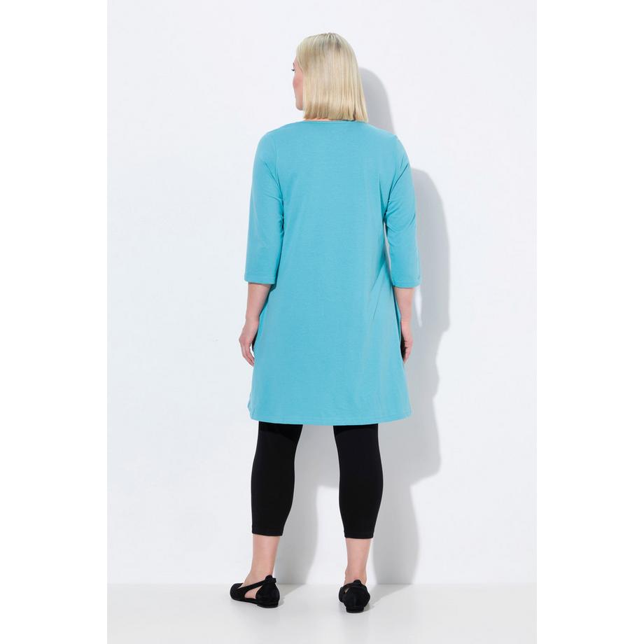 Ulla Popken Longshirt A-Linie Carrée-Ausschnitt 3/4-Arm  