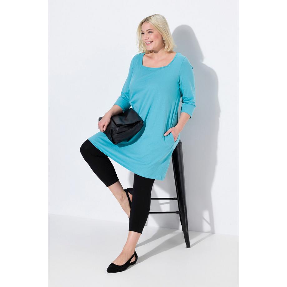 Ulla Popken Longshirt A-Linie Carrée-Ausschnitt 3/4-Arm  