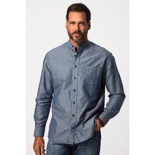 JP1880  Camicia dalla vestibilità moderna con effetto jeans, colletto alla coreana e maniche lunghe blue denim 