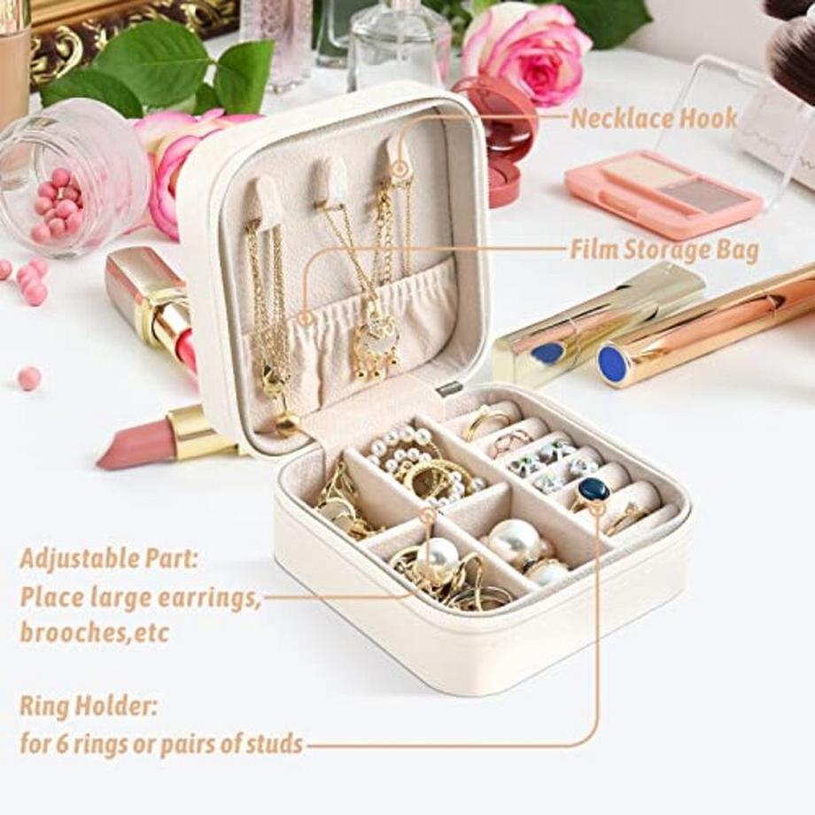 Only-bags.store  Schmuckkästchen Reise, Schmuckbox Klein für Ringe Ohrringe mit Spiegel Jewelry Box 