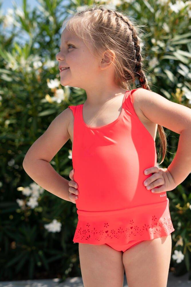 NABAIJI Kleinkinder Mädchen bedruckter Badeanzug mit Rockteil Dunkelblau  