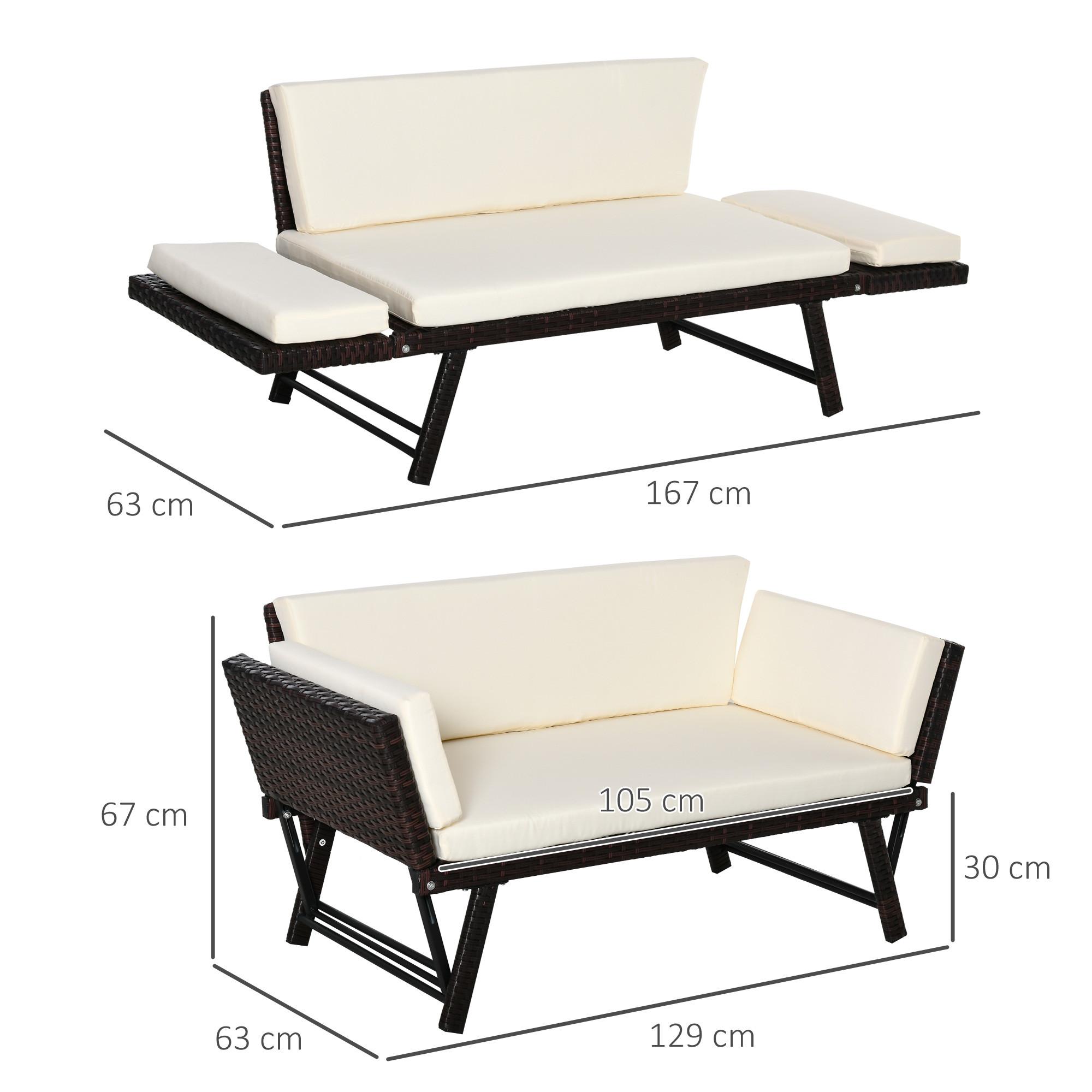 Outsunny Canapé de jardin en polyrotin  