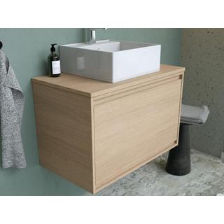 Vente-unique Mobile per bagno sospeso con lavabo da appoggio 80 cm Placcatura Rovere - MESLIVA  