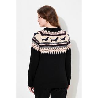 Ulla Popken  Norweger-Pullover, Hunde, Rundhals, Langarm 